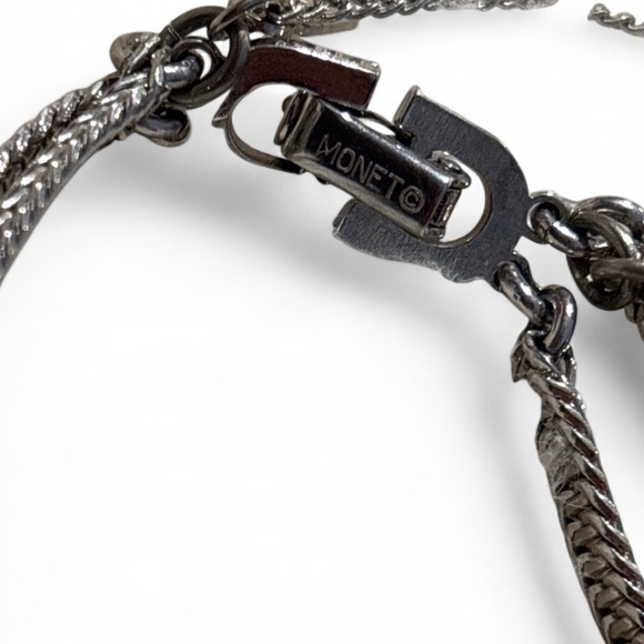 Vintage Monet Silver Tassle Jewelry Bracelet and Earring Set - Picture 3 of 7